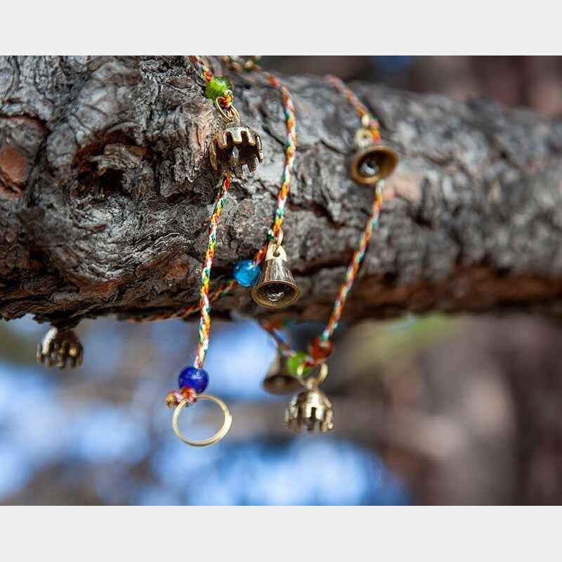 Mini Brass Bell Strand on 30 inch Multicolor Cord