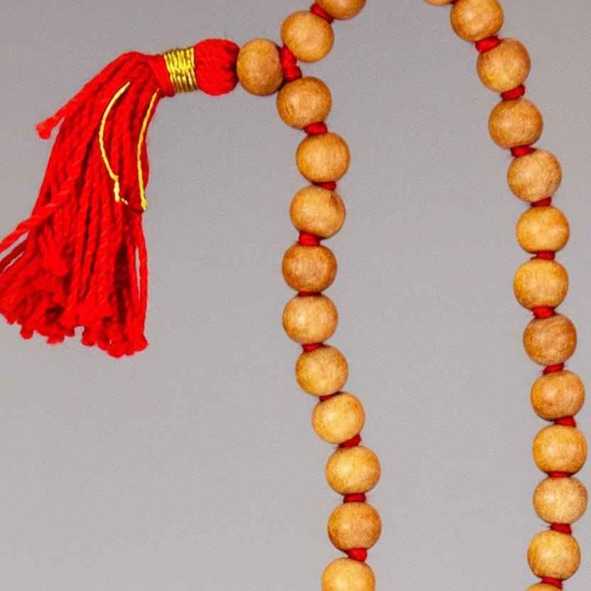 108 Bead Sandalwood Mala 6mm with Red Tassel