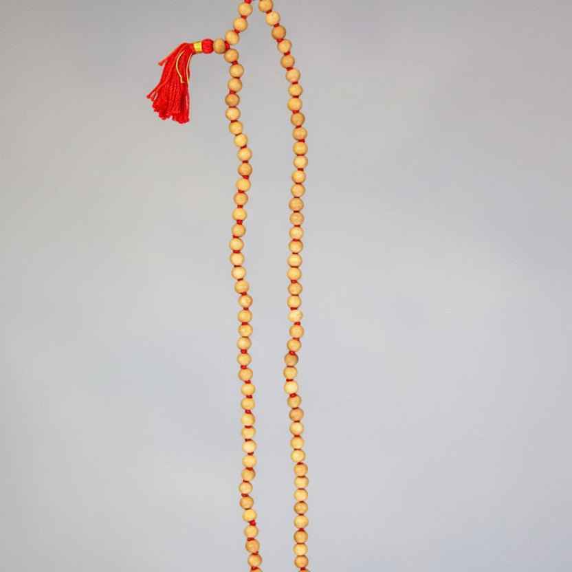 108 Bead Sandalwood Mala 6mm with Red Tassel