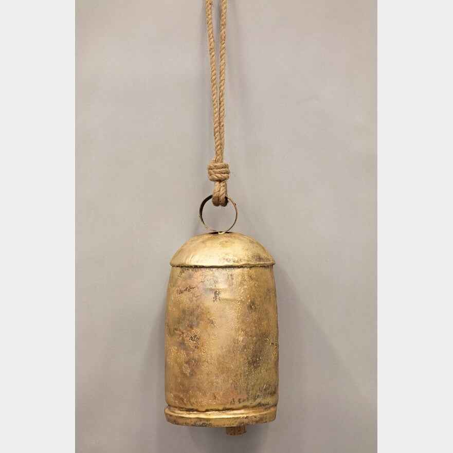 Large Antique-Style Tin Bells with Rope Handles