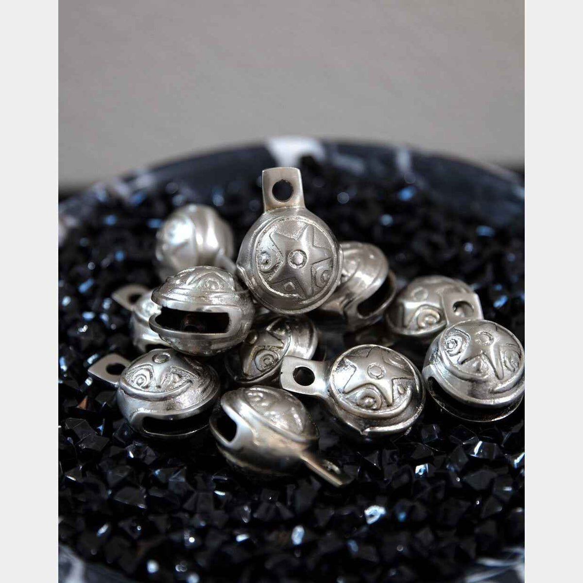 2-Inch Silver Moon & Star Brass Bell – Handcrafted Decorative Jingle Bell