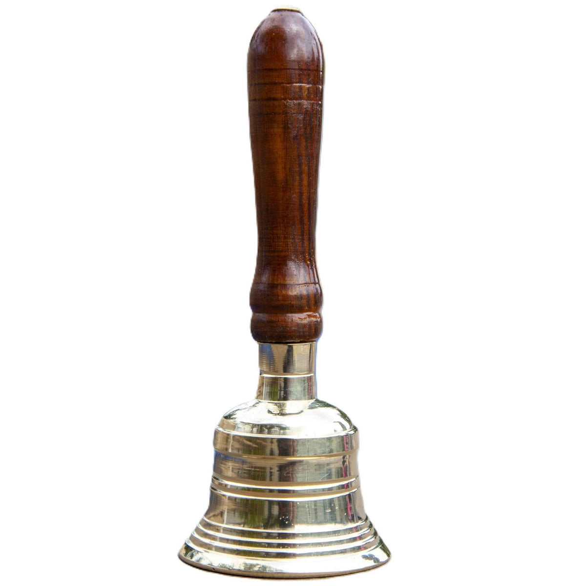 6-inch Antique Brass Bell with 4-inch Wooden Handle - Vintage Home Decor & Call Bell Accessory