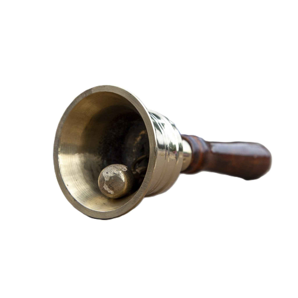 6-inch Antique Brass Bell with 4-inch Wooden Handle - Vintage Home Decor & Call Bell Accessory