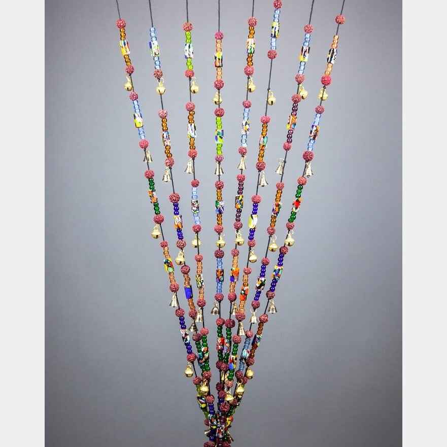 Brass Bells on a Cord with Beads