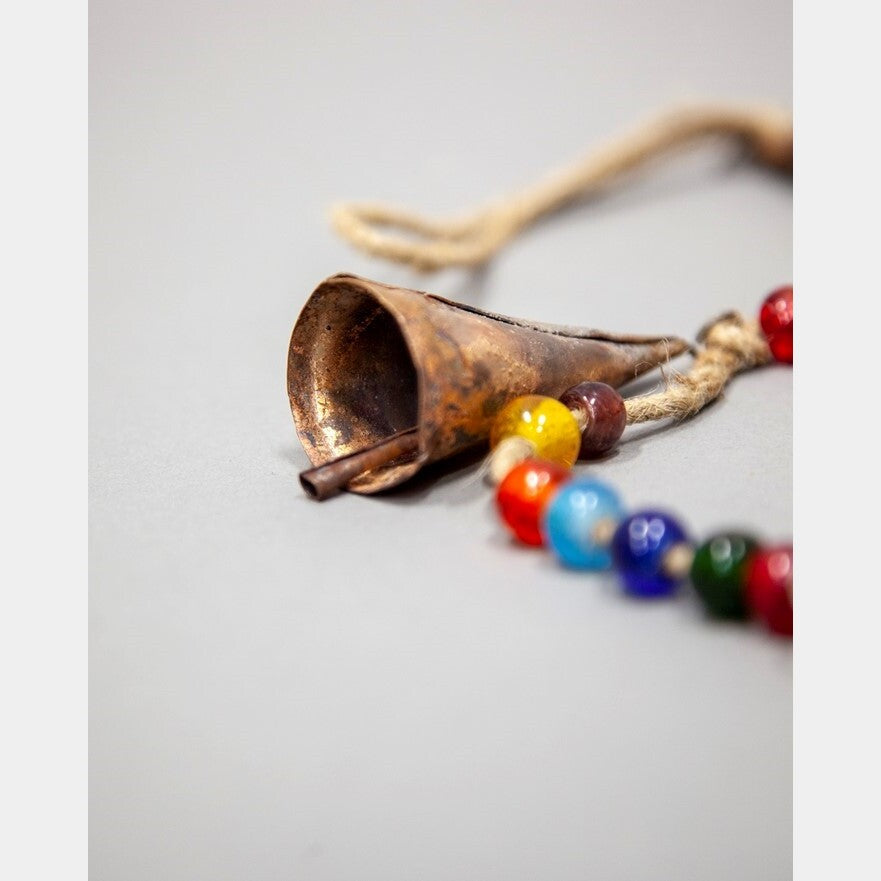 7-Chakra beaded chime with tin bells and colorful glass beads