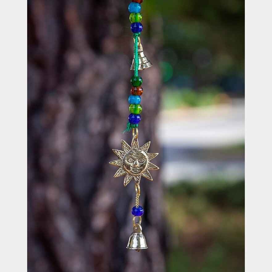 Eight Brass Bells with Sun on a Cord
