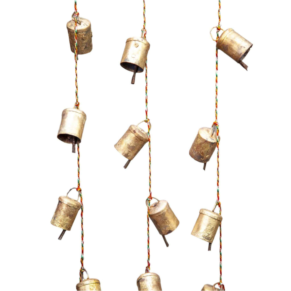 8 Rustic Tin Bells on a Cord