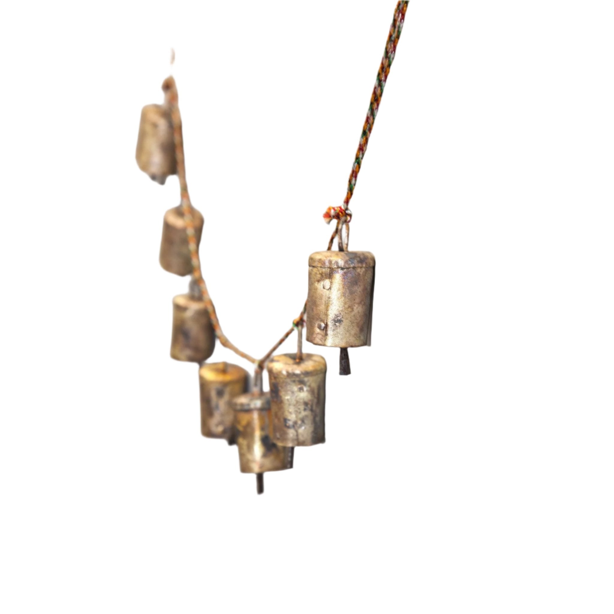 8 Rustic Tin Bells on a Cord - Decorative Bells - Bellbazaar.com - TS270