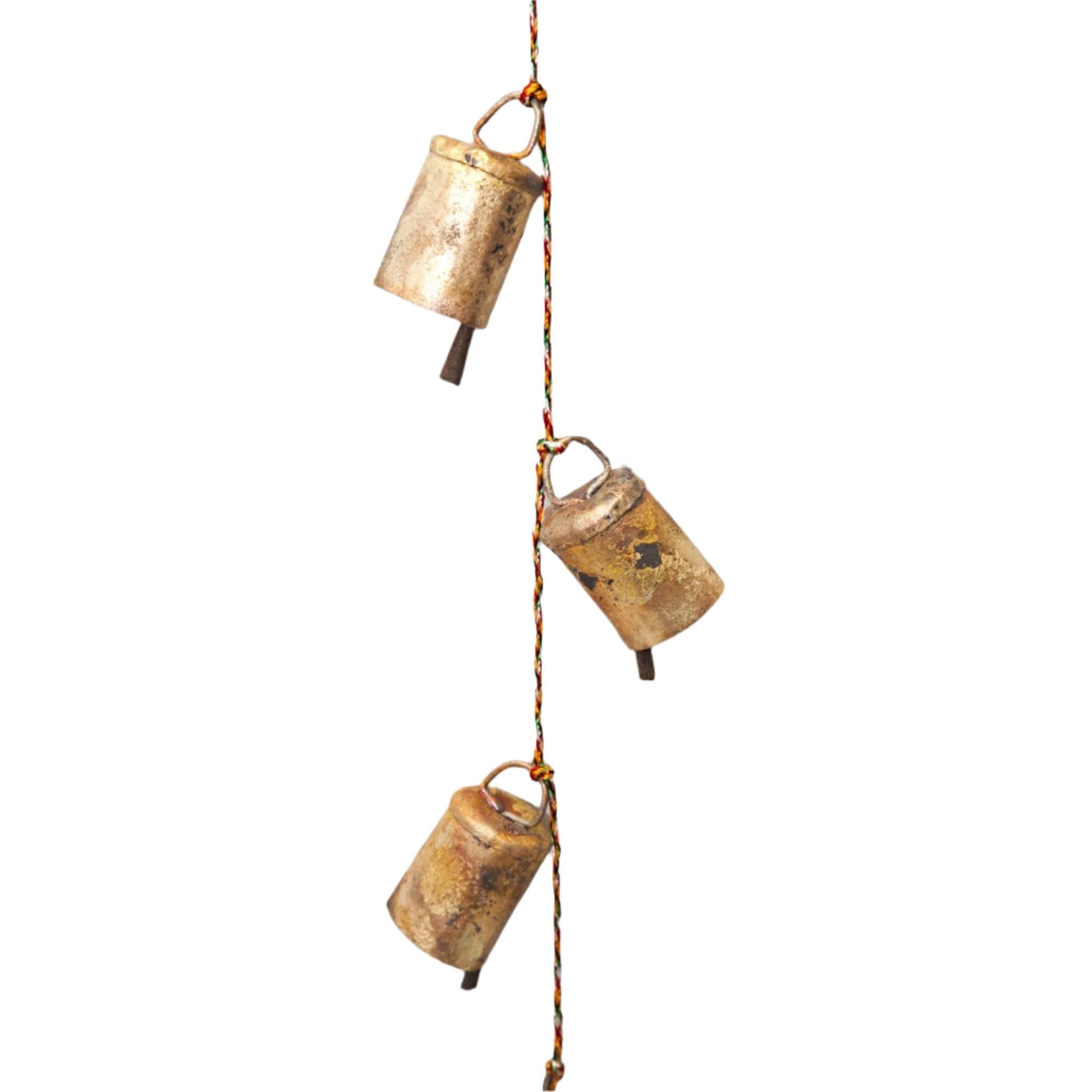 8 Rustic Tin Bells on a Cord - Decorative Bells - Bellbazaar.com - TS270
