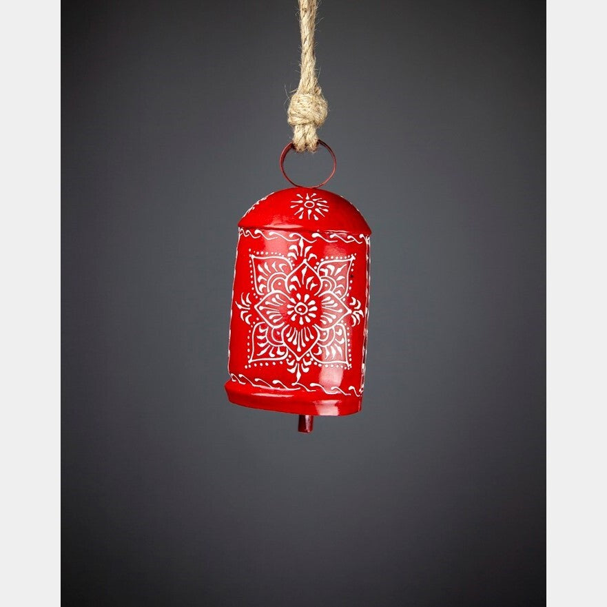 hand painted tin bell on jute cord - alternate view 2