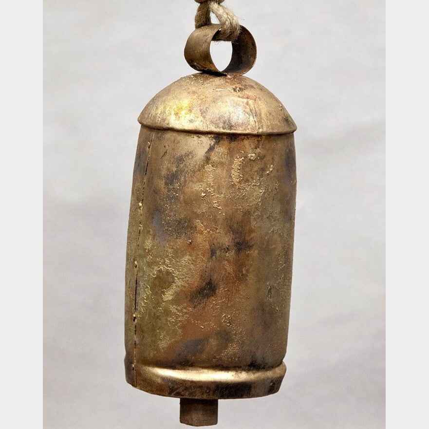 Large Antique-Style Tin Bells with Rope Handles