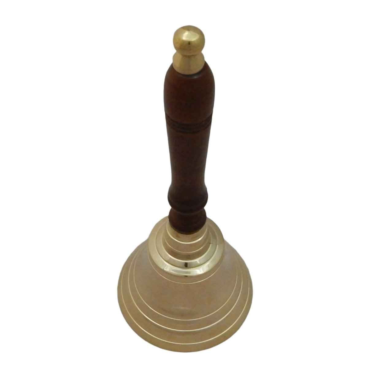 9.5-Inch H Brass Bell with Wooden Handle