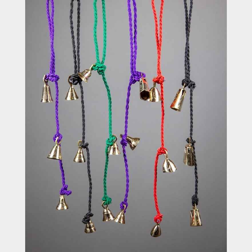 Three Handcrafted Brass Bells on Cord