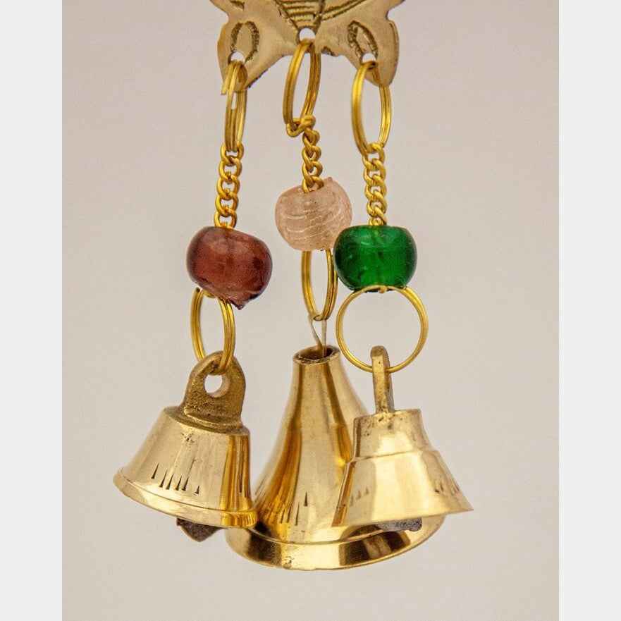 Small Brass Chimes with Three Bells and Glass Beads