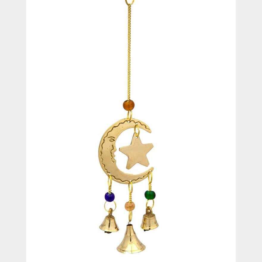 Small Brass Chimes with Three Bells and Glass Beads
