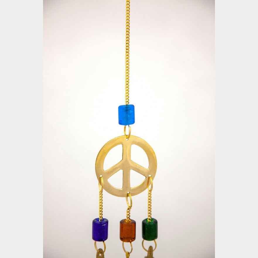 Small Brass Chimes with Three Bells and Glass Beads