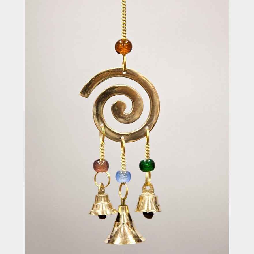 Small Brass Chimes with Three Bells and Glass Beads