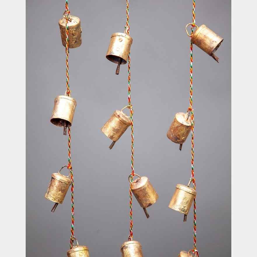 8 Rustic Tin Bells on a Cord