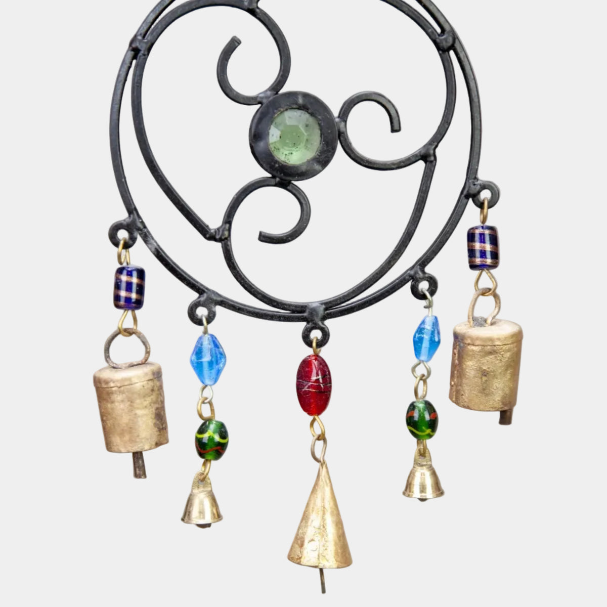 Iron Celtic Circle Chime with Glass Accents and Tin Bells TS114(2)