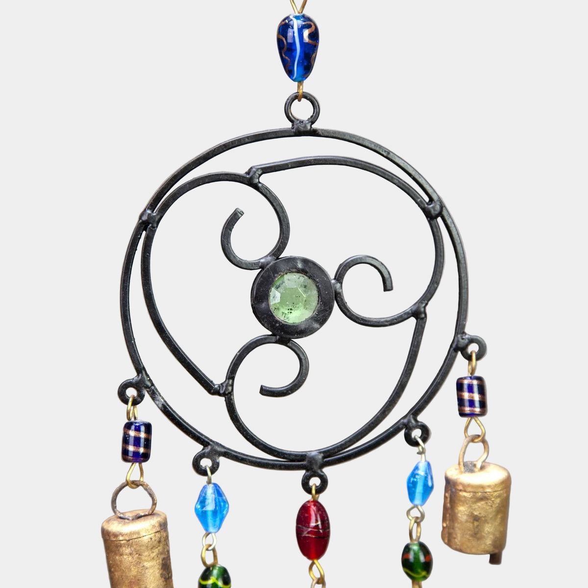 Iron Celtic Circle Chime with Glass Accents and Tin Bells TS114(3)