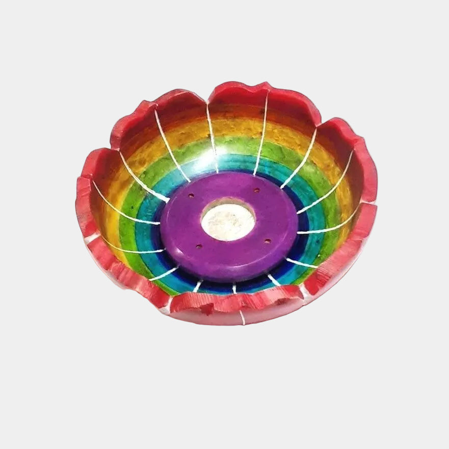 7 Chakra Lotus Soapstone Incense Burner – Seven-chakra lotus motif