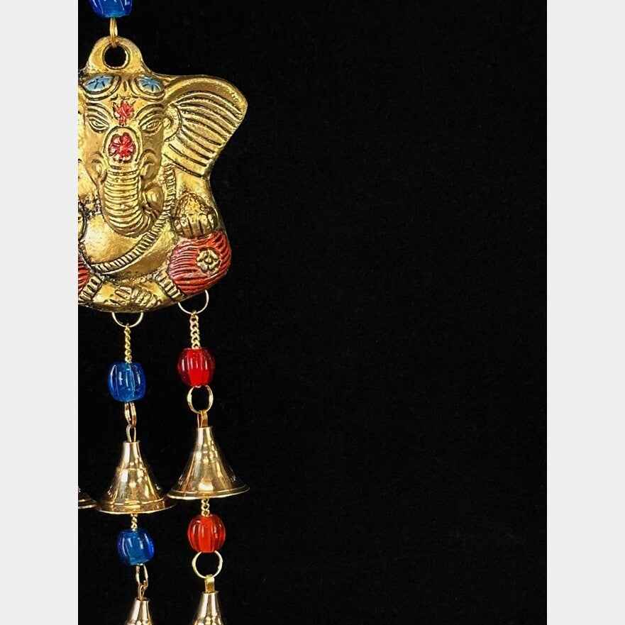 Polished Brass Ganesh Wind Chime with Beads