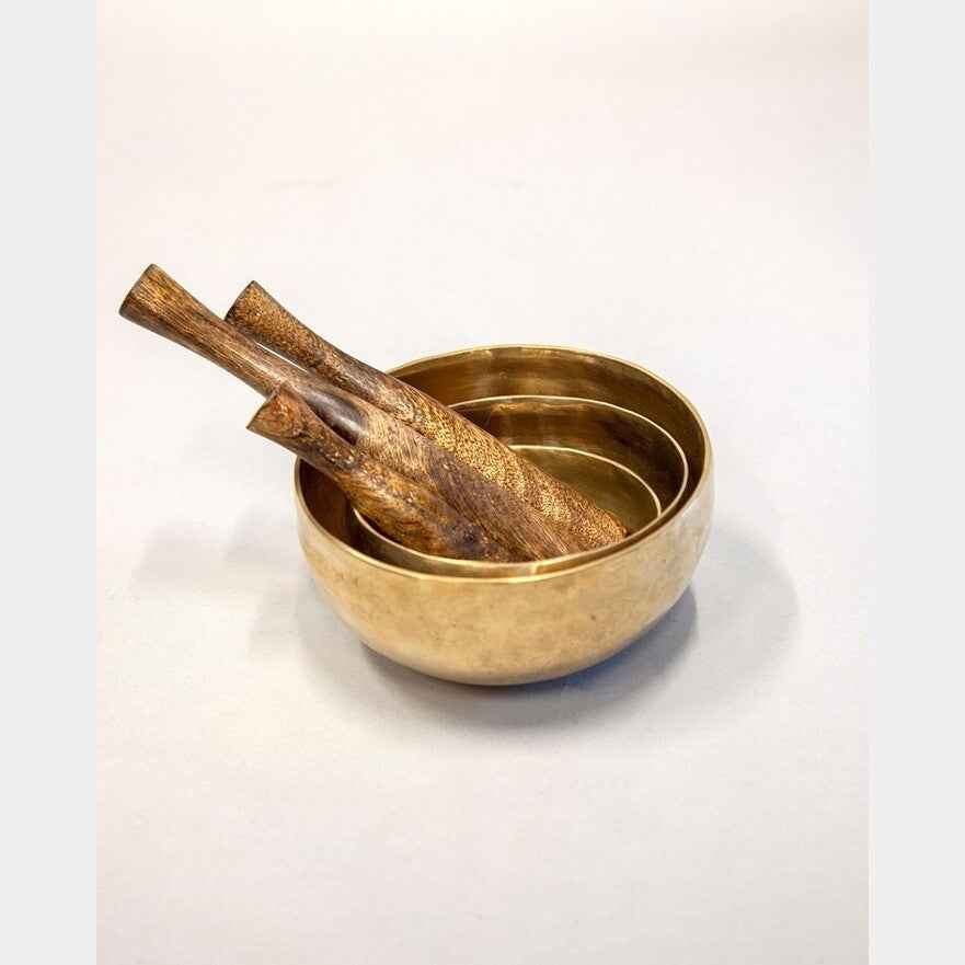 Seven-Metals Singing Bowls with Mallets (Set of Three)