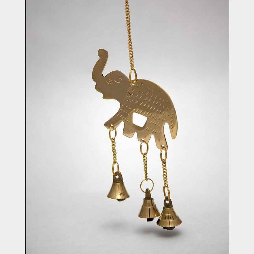 Polished Brass Three Elephant Bell Wind Chime