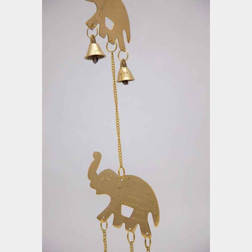 Polished Brass Three Elephant Bell Wind Chime