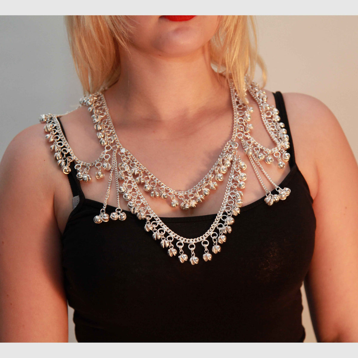 Bold Statement Bell Necklace with Multiple Loops, 28" L - Eye-catching & Stylish