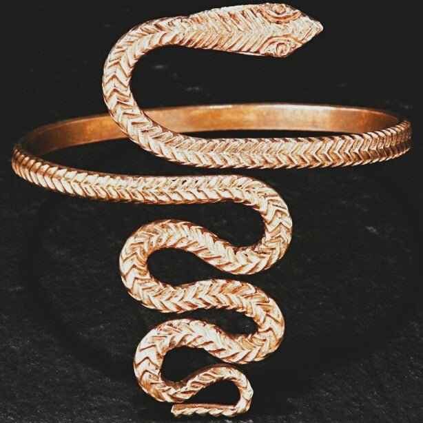 Bold Statement Snake Arm Bracelet with Large Coiled Tail Charm