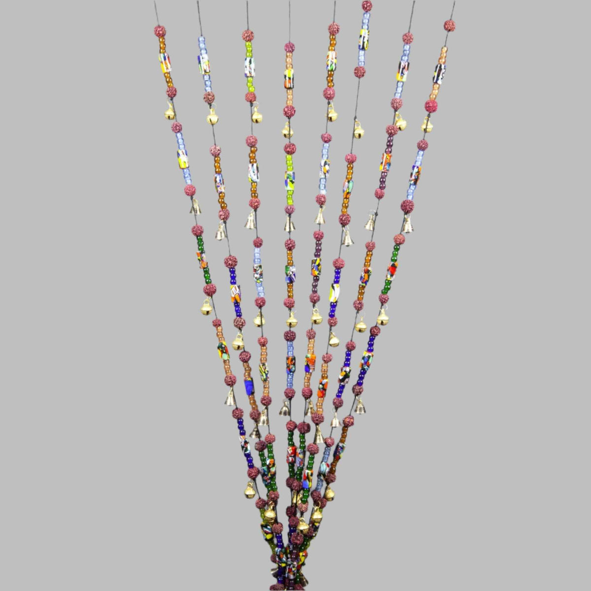 Brass Bells on a Cord with Beads