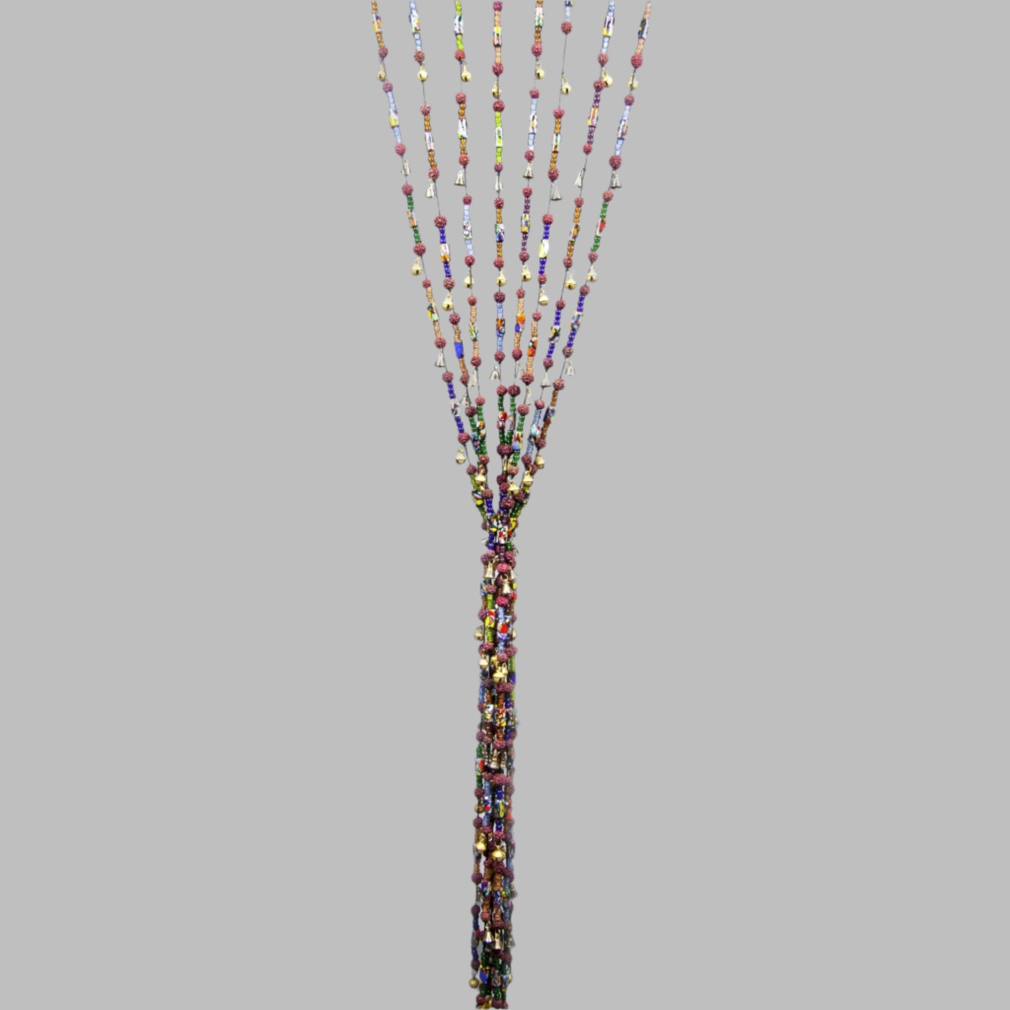 Brass Bells on a Cord with Beads - Decorative Bells - Bellbazaar.com - BS019