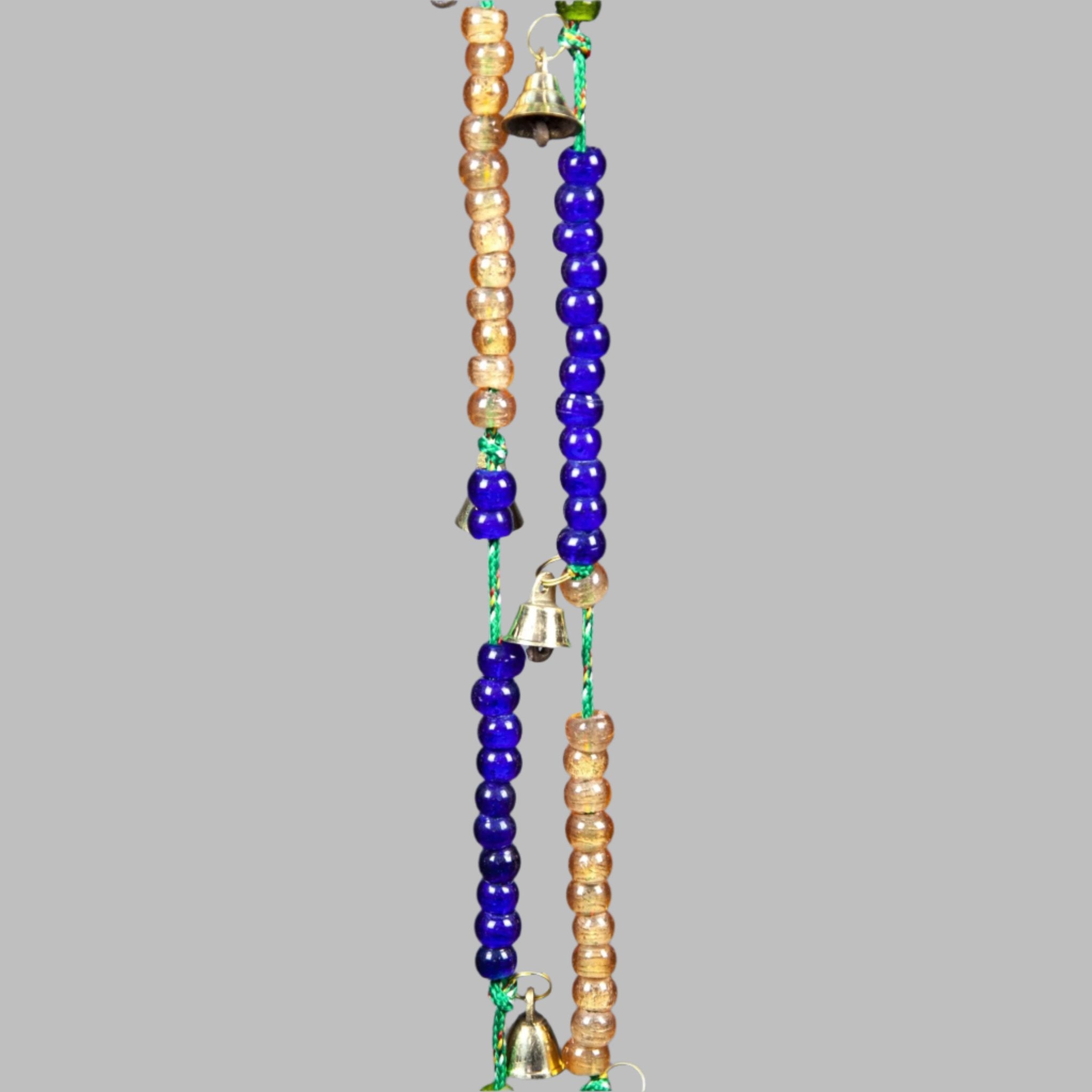 Brass Bells with Beads on a Cord - 72"L - Decorative Bells - Bellbazaar.com - BS016