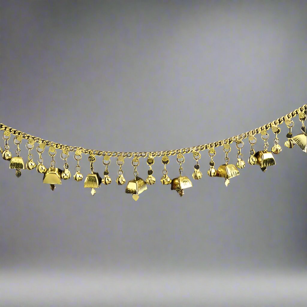 Brass - Tone White Metal Belt with Bells - Timeless & Distinctive Accessory - Apparel & Accessories > Jewelry > Belts