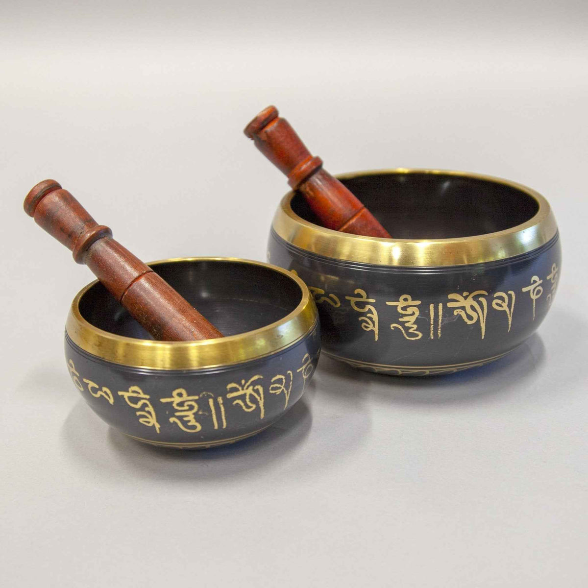 Color-Enameled Seven-Metals Singing Bowls - Set of Two
