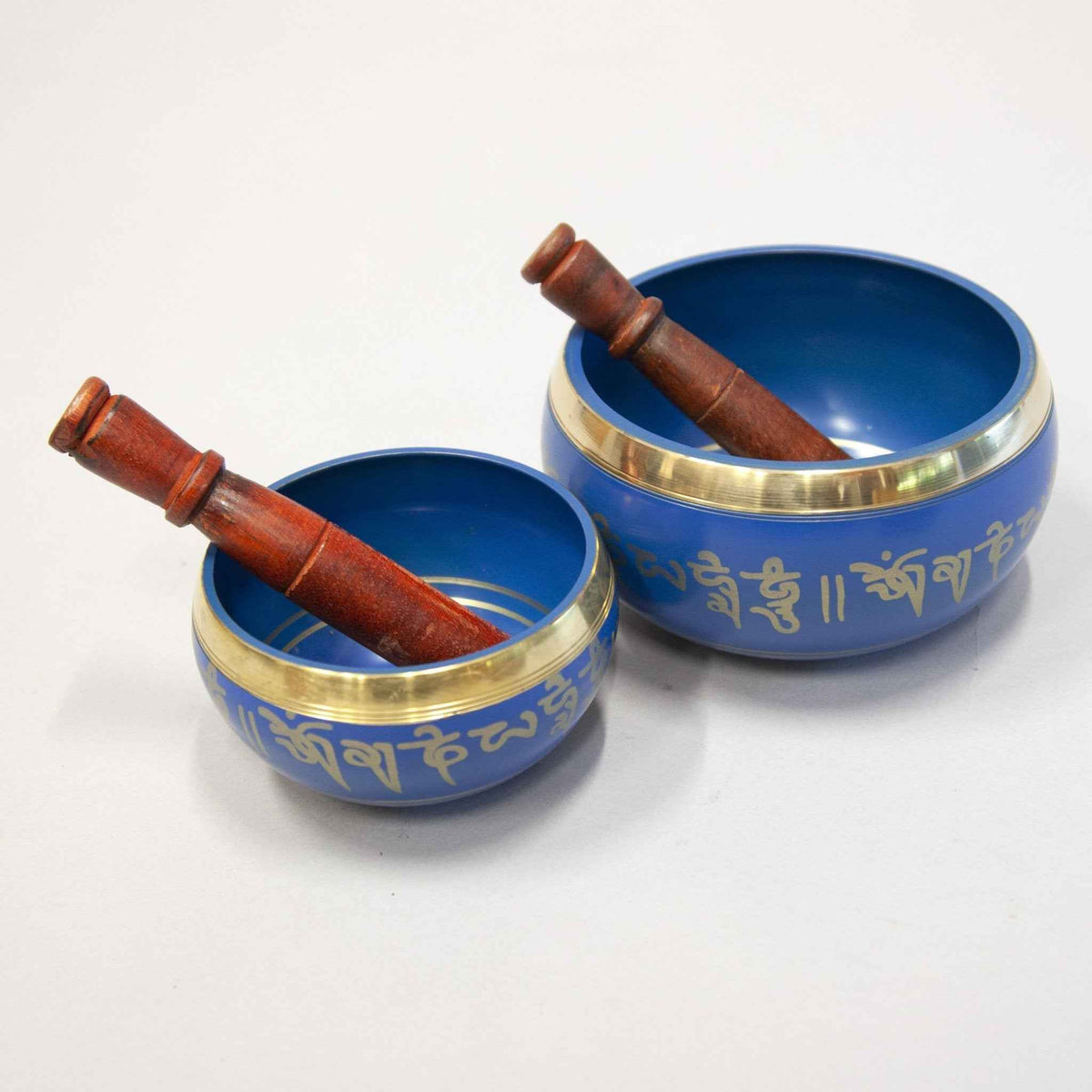 Color-Enameled Seven-Metals Singing Bowls - Set of Two