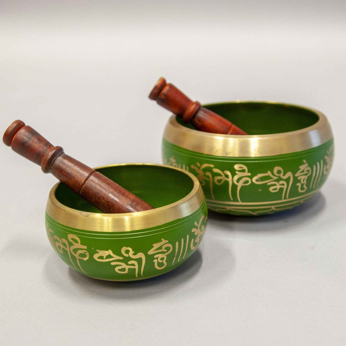 Color-Enameled Seven-Metals Singing Bowls - Set of Two