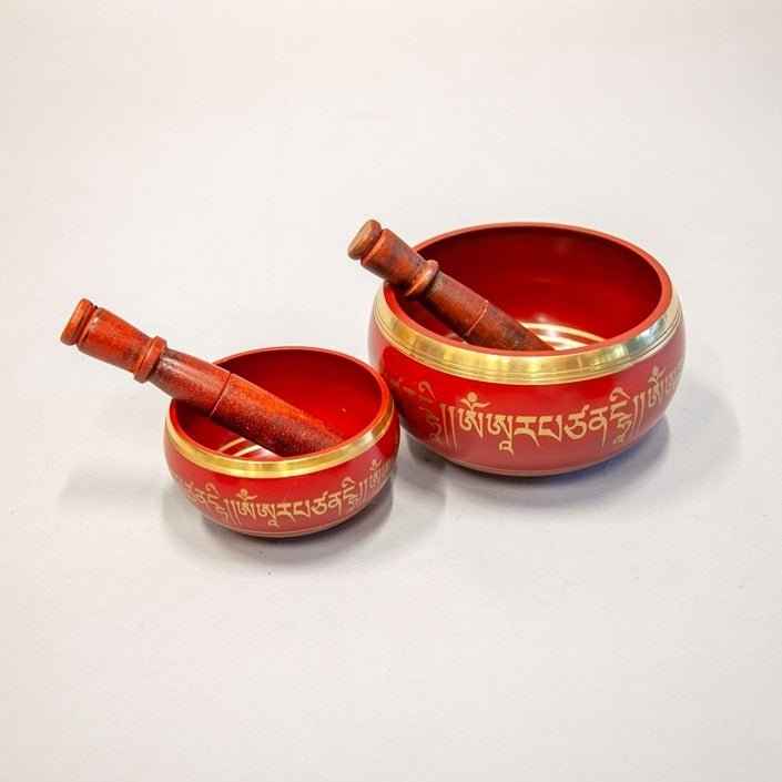 Color-Enameled Seven-Metals Singing Bowls - Set of Two