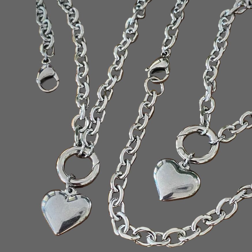 Convertible Heart Pendant Necklace, Stainless Steel - Bell Bazaar