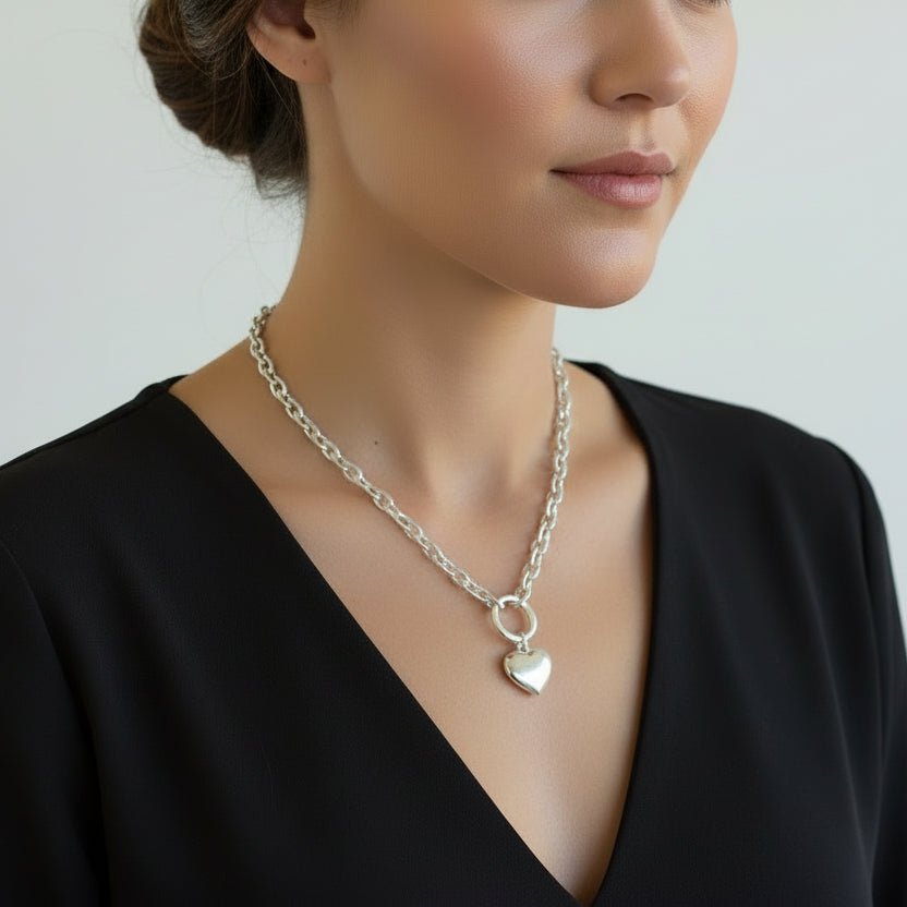 Convertible Heart Pendant Necklace, Stainless Steel - Bell Bazaar