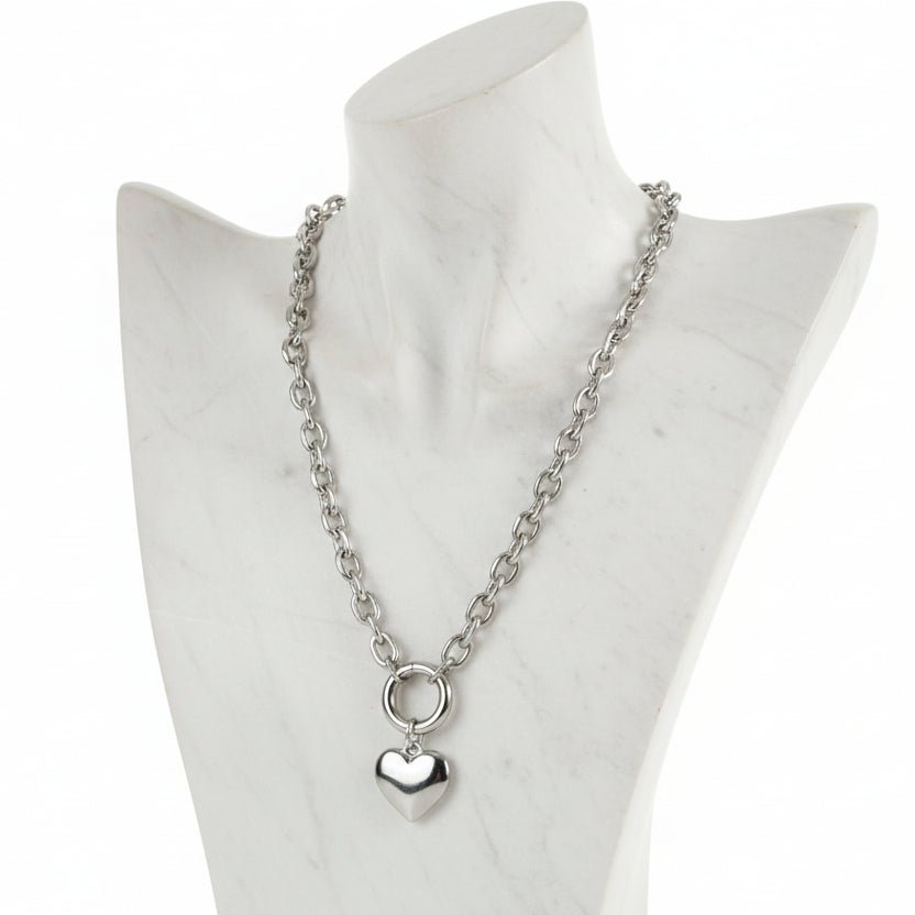 Convertible Heart Pendant Necklace, Stainless Steel - Bell Bazaar