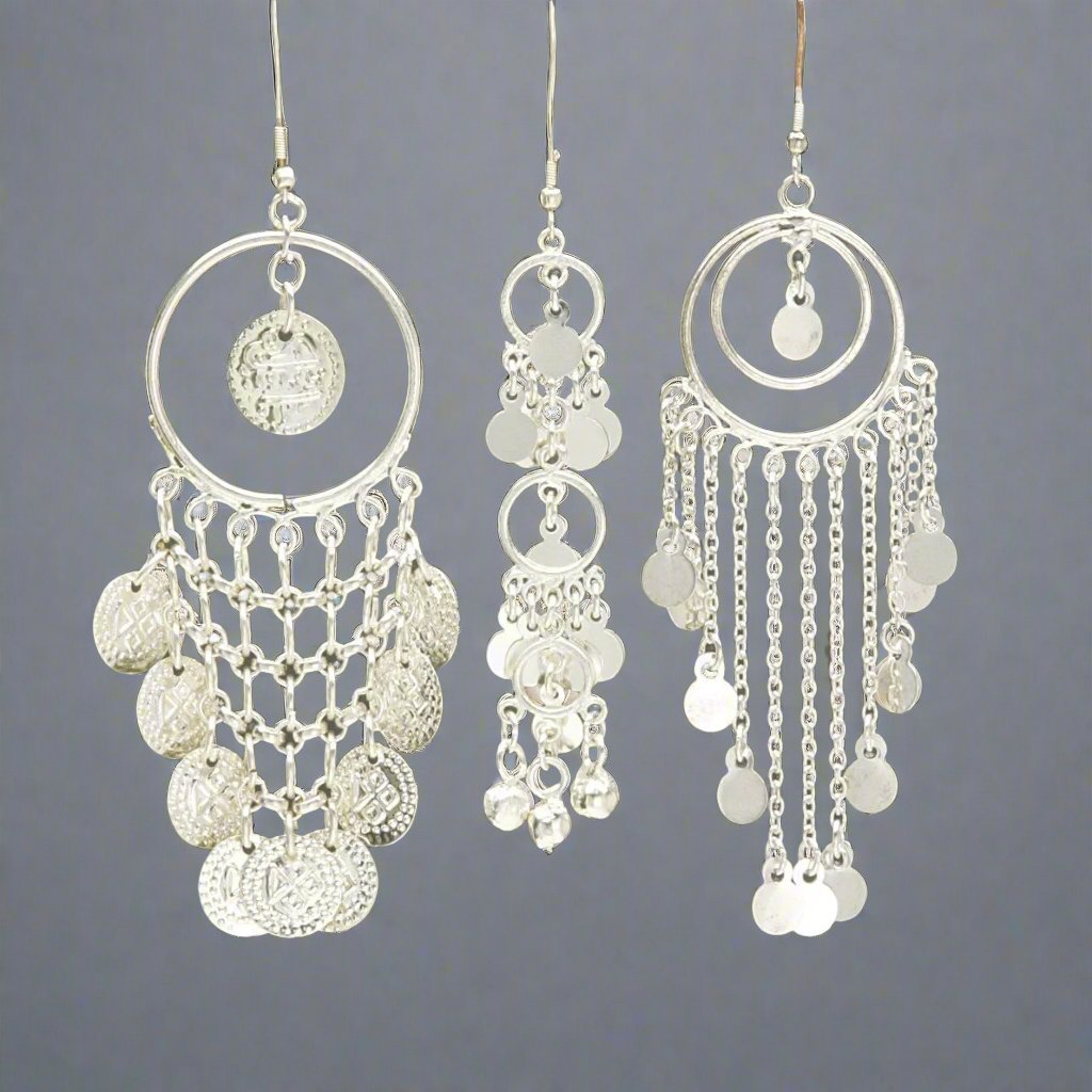 Elegant White Metal Earrings with Unique Design (007) - Timeless Style Accessory - Apparel & Accessories > Jewelry > Earrings