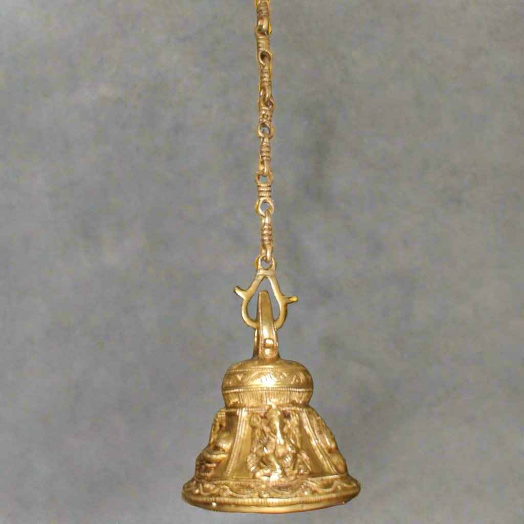 Embossed Brass Hanging Temple Bells