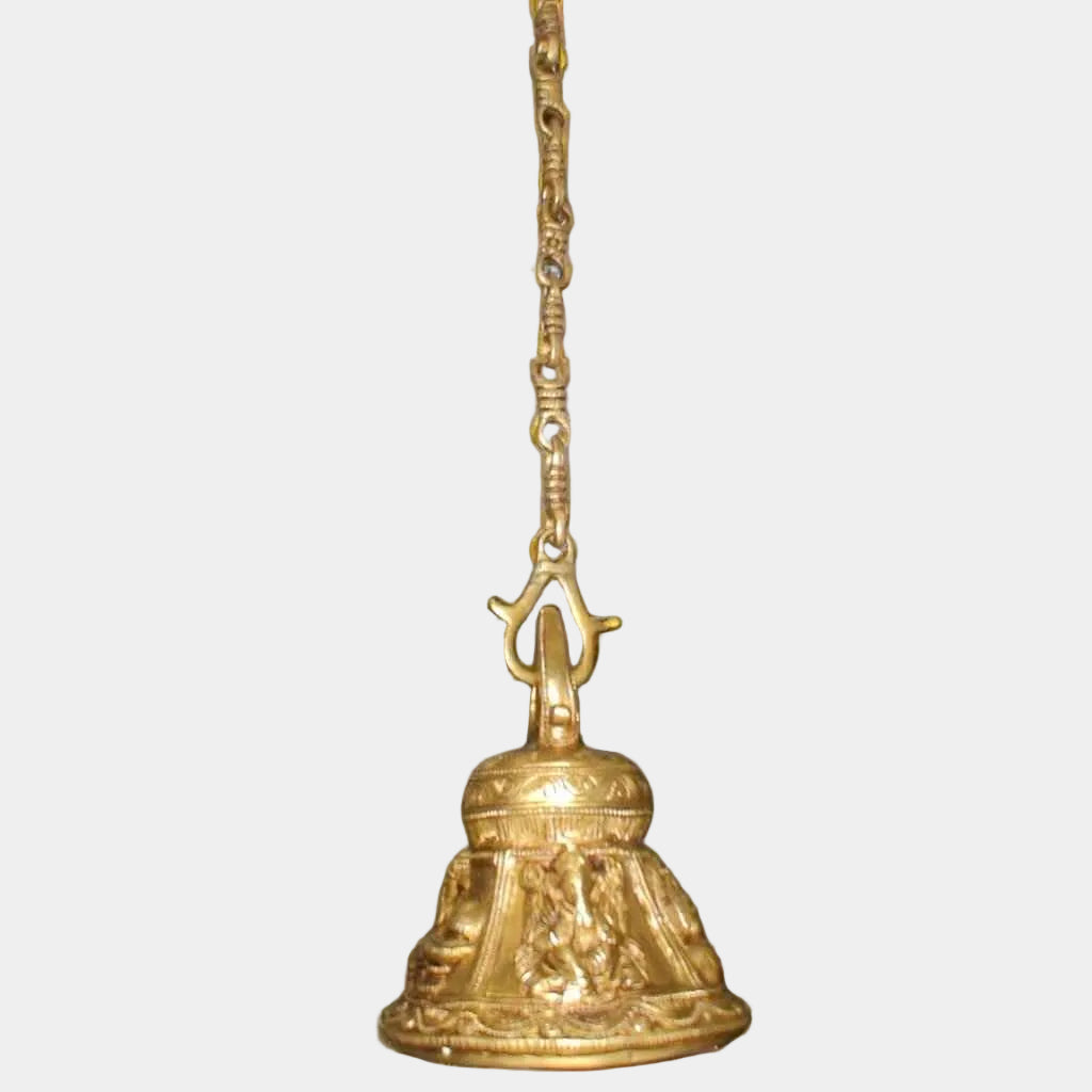 Embossed Brass Hanging Temple Bells