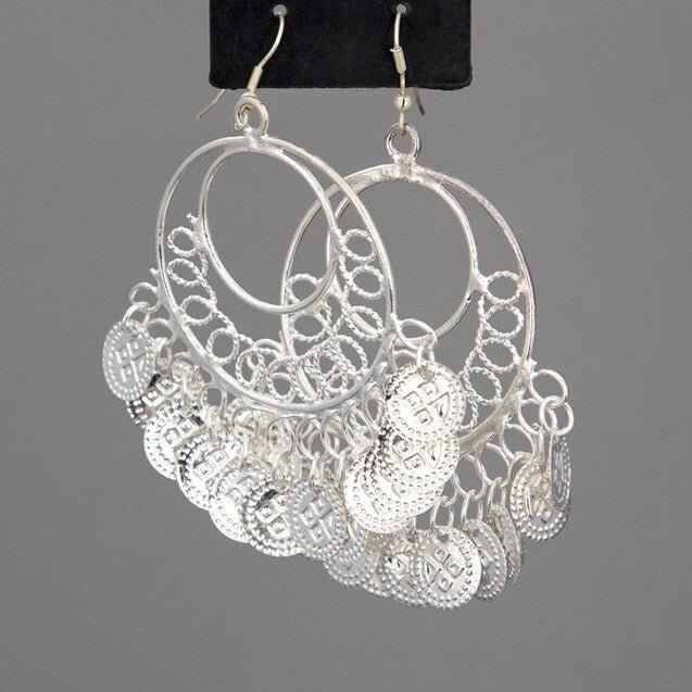 Ethnic Style Loop Earrings with Coins - Artistic & Exotic Design