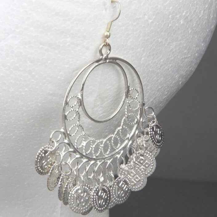 Ethnic Style Loop Earrings with Coins - Artistic & Exotic Design