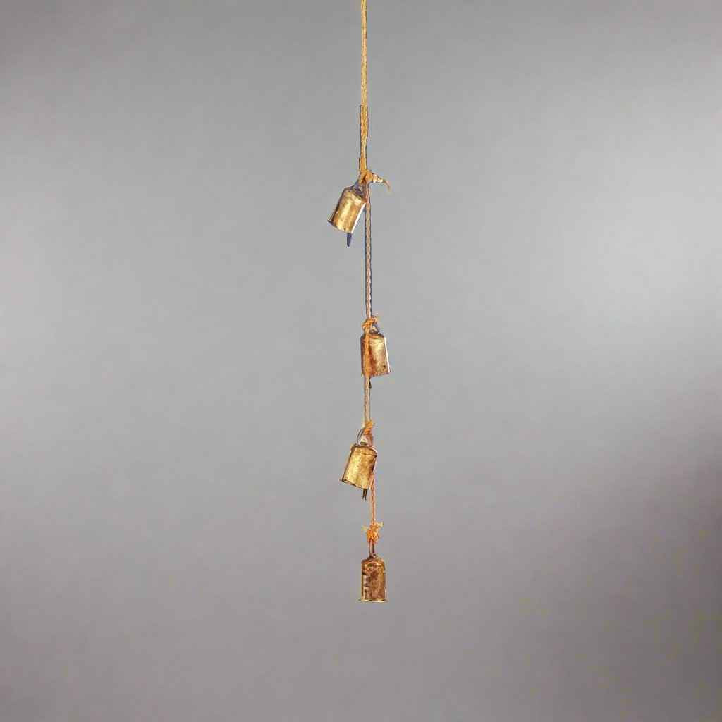 Four Tin Bells on a 25 inch Long Cord