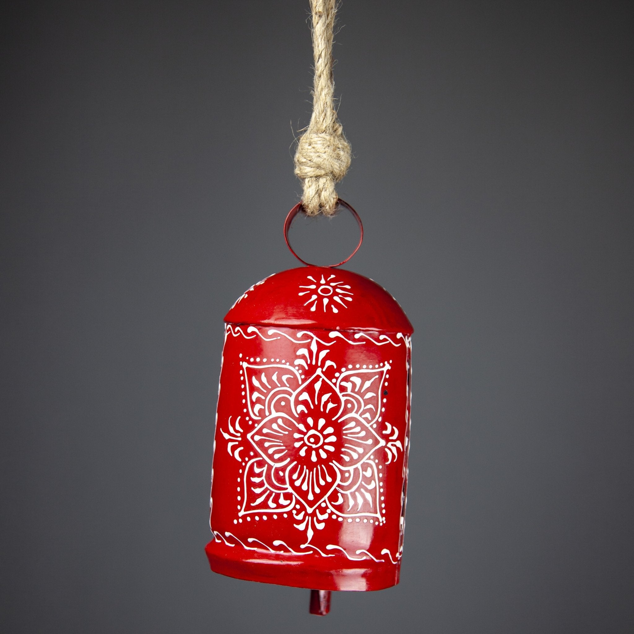 Hand - Painted Tin Bell on Jute Cord - Decorative Bells - Bellbazaar.com - TL060