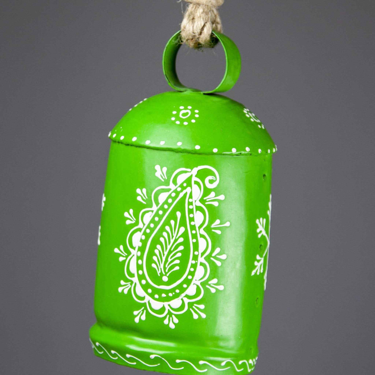 Hand-Painted Tin Bell on Jute Cord